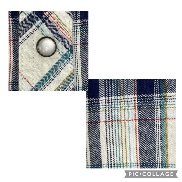 Tecovas Brushed Cotton Pearl Snap Button Up Multi Plaid Casual Western Shirt - M - Picture 7 of 16